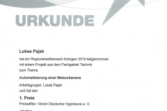 Urkunde Lukas Pajak Platz 1